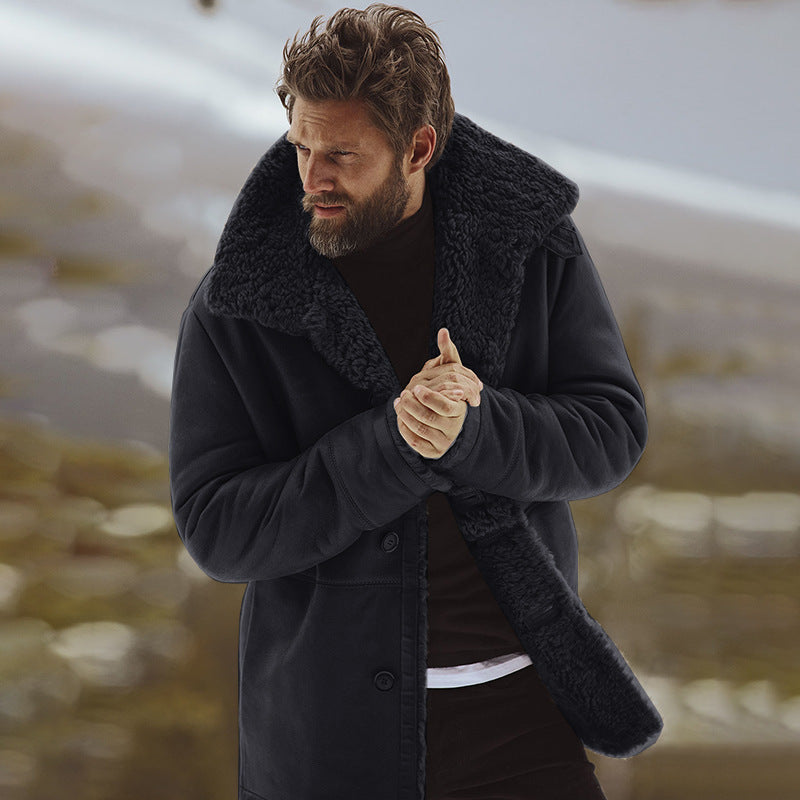 Warm Men’s Winter Coat - Single-Breasted Sherpa Lined 3D Changing Face Moving Picture Frame - Tophatter Daily Deals