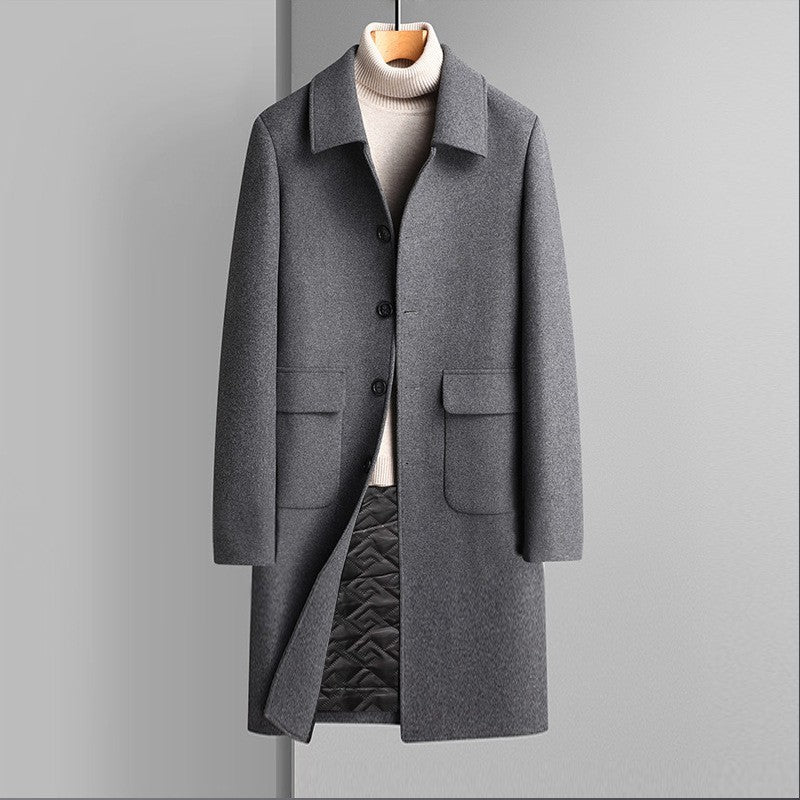 Warm Men’s Wool Coat - Korean Single-Breasted Velvet 62219 Gray 3D Changing Face Moving Picture Frame - Tophatter Daily Deals