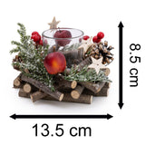 Traditional Pinecone & Berries Wooden Christmas Wreath Tealight Candle Holder Candle Holder - Tophatter Daily Deals