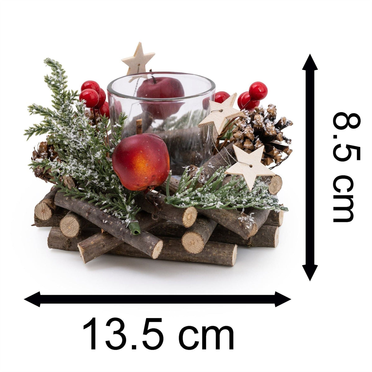 Traditional Pinecone & Berries Wooden Christmas Wreath Tealight Candle Holder Candle Holder - Tophatter Daily Deals