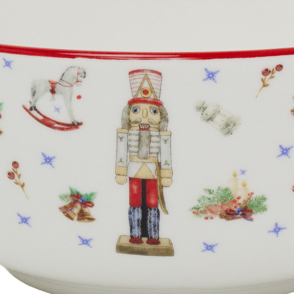 Nutcracker Christmas Bowl | Ceramic Festive Bowl with Classic Nutcracker Design Bowl - Tophatter Daily Deals