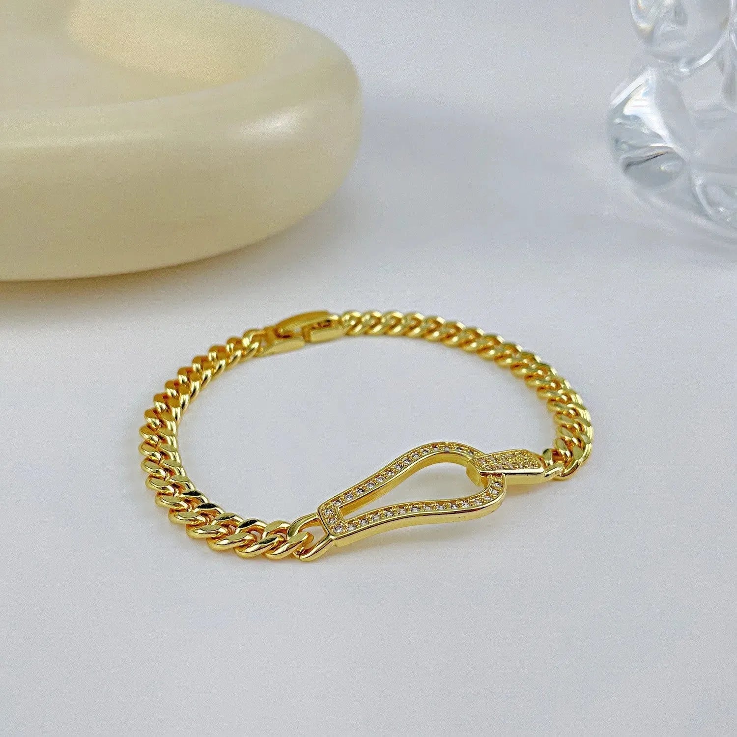 Gold-Plated Inlaid Zircon Bracelet Gold One Size Bracelets - Tophatter Daily Deals