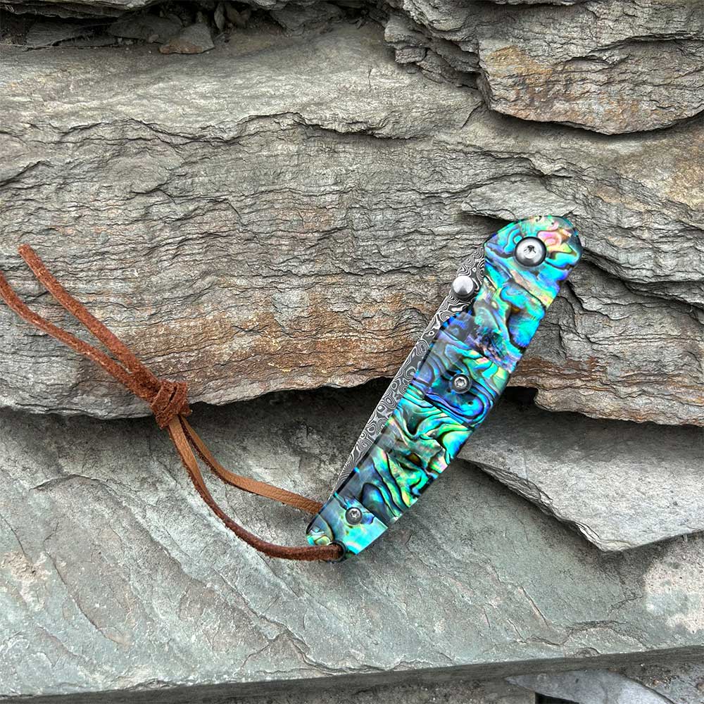 Damascus Knife Handmade Colored Folding Knife - Tophatter Daily Deals