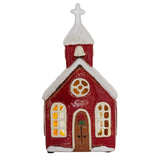 Ceramic Christmas Church Tealight Holder | Candle Holder Christmas Ornament Candle Holder - Tophatter Daily Deals