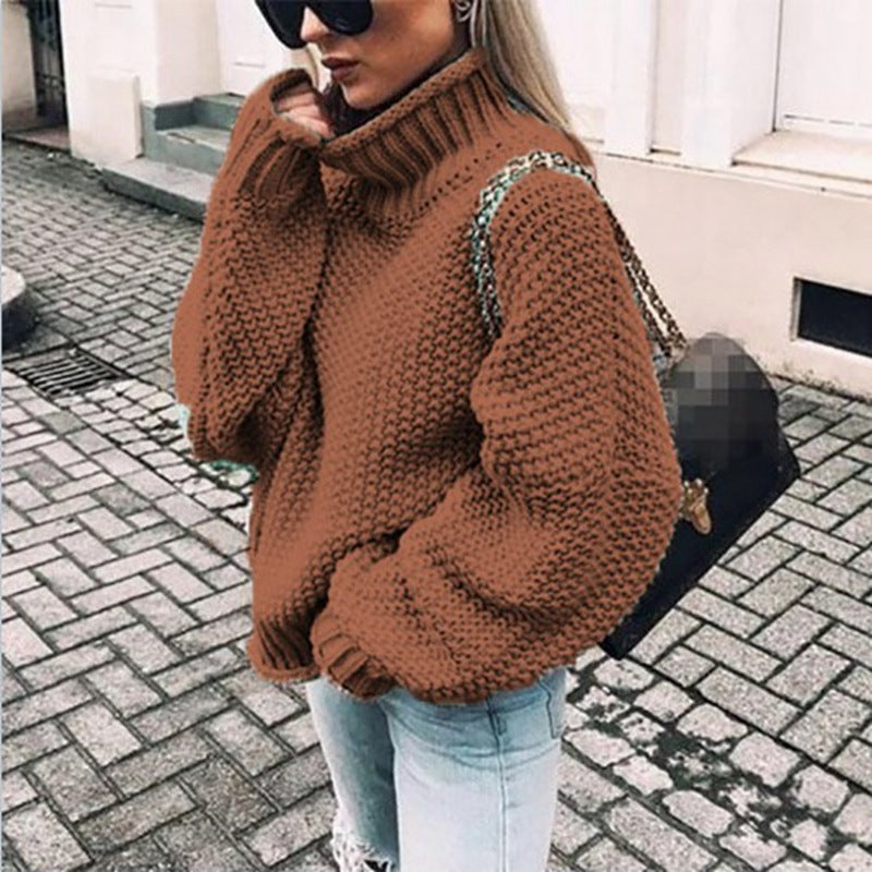 Oversized Women Turtleneck Sweater - Chunky Knit, Winter Caramel 3D Changing Face Moving Picture Frame - Tophatter Daily Deals