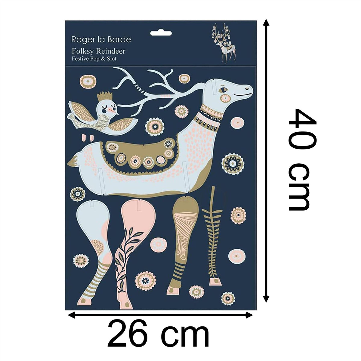 Large Folksy Reindeer Pop & Slot Decoration | Colourful 3D Christmas Reindeer Ornament - Tophatter Daily Deals