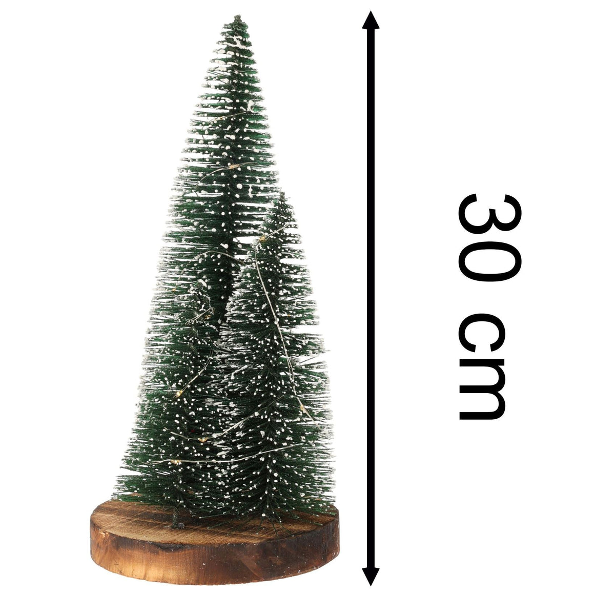 LED Bottle Brush Christmas Trees on Wooden Base | Snowy Green Light-Up Trees LED Light - Tophatter Daily Deals