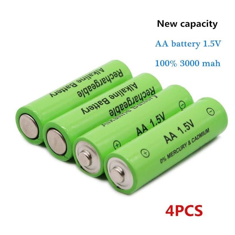 Alkaline Rechargeable Battery Industrial Grade 5 AA 1.5V Green 4PCS 0 - Tophatter Daily Deals