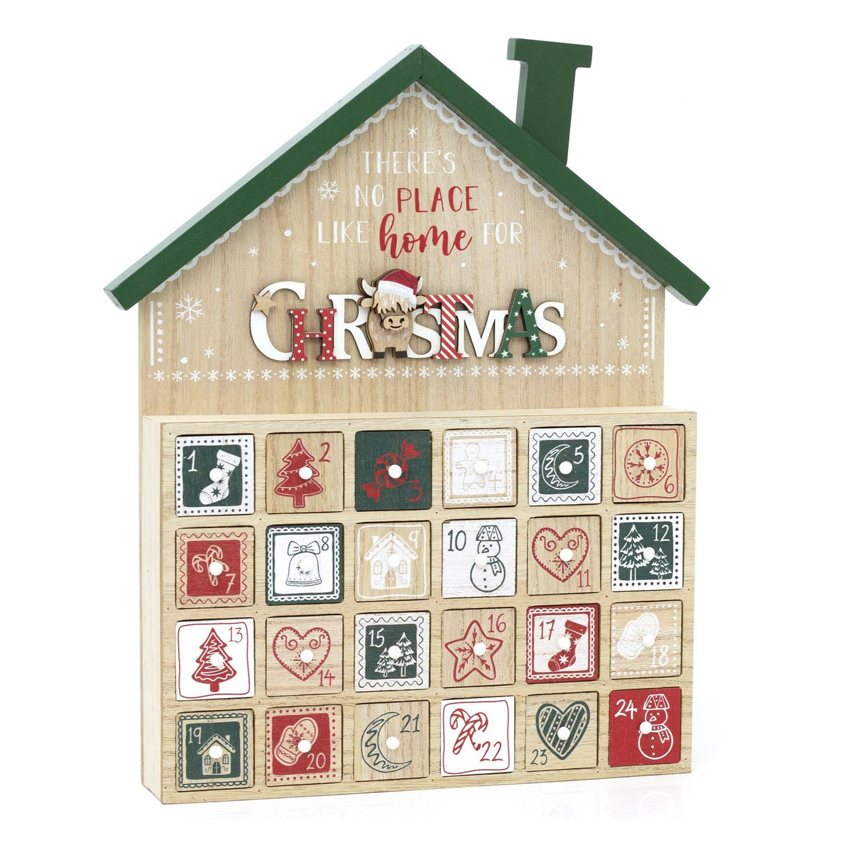 Wooden House Highland Cow Christmas Advent Calendar | Fill Your Own Calendar Advent Calendar - Tophatter Daily Deals