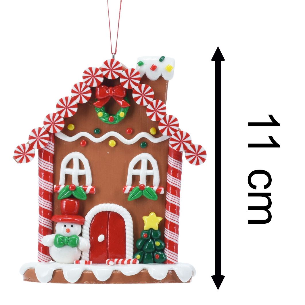 Gingerbread House Christmas Bauble | Candy Cane House Tree Ornament - 11cm Ornament - Tophatter Daily Deals