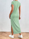 Tied Striped Round Neck Short Sleeve Tee Dress Gum Leaf Casual Dresses - Tophatter Daily Deals