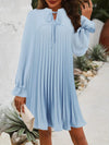 Tie Neck Flounce Sleeve Mini Dress Casual Dresses - Tophatter Daily Deals