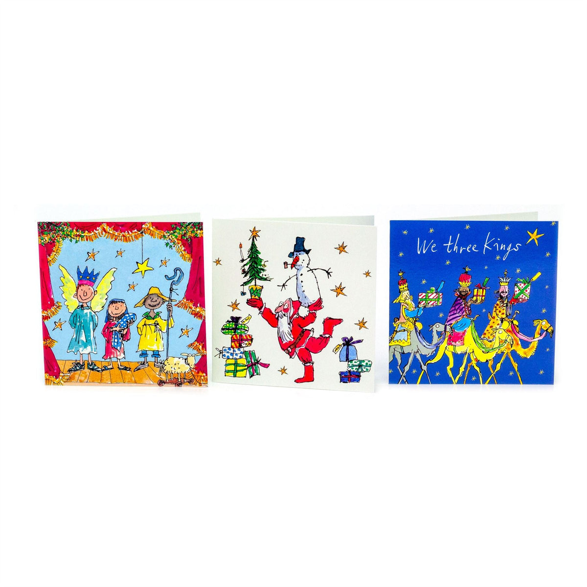 Pack of 20 Quentin Blake Charity Christmas Cards | Box with 5 Designs for NSPCC Greeting Card - Tophatter Daily Deals