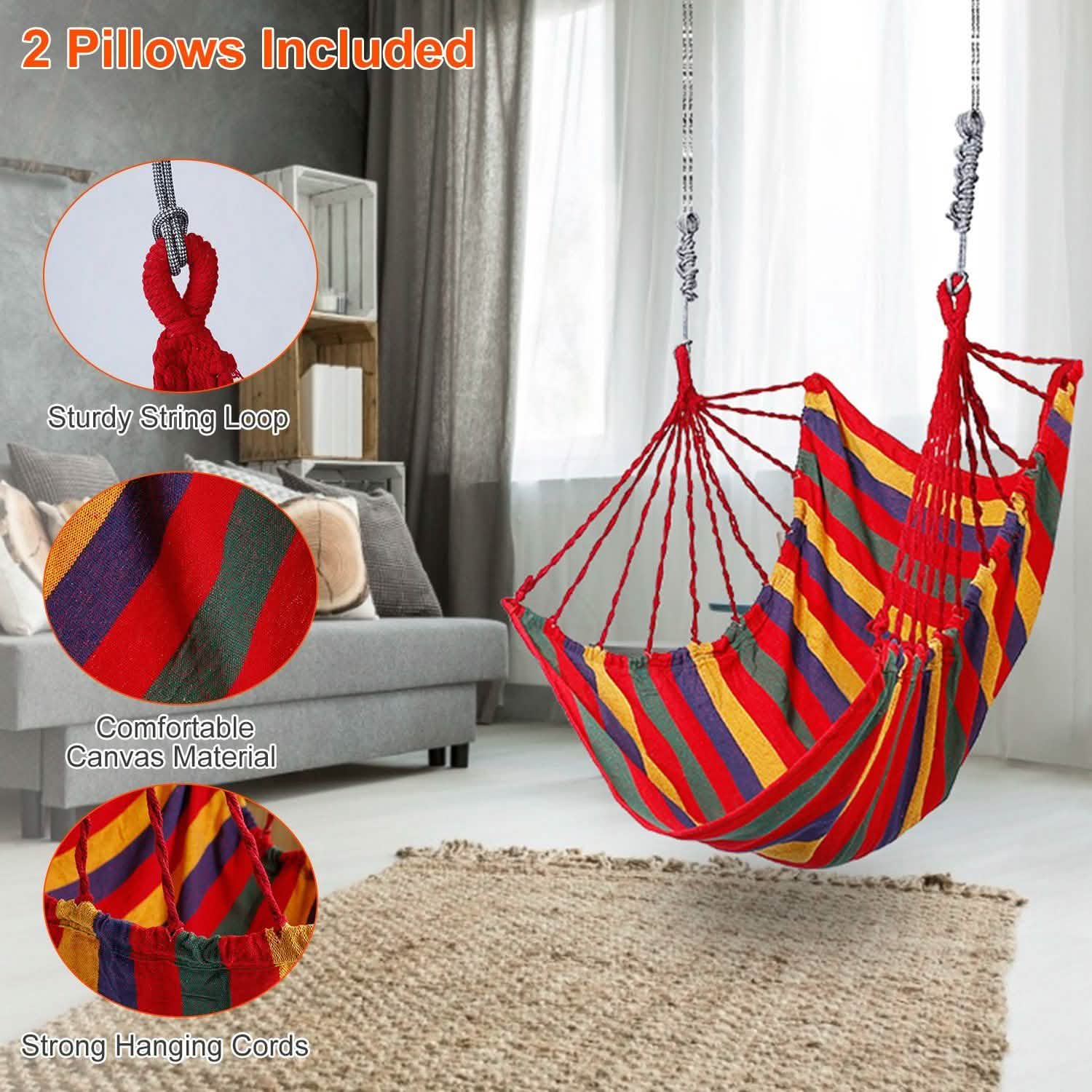 440lbs Hanging Hammock with 2 Pillows Garden & Patio - Tophatter Daily Deals