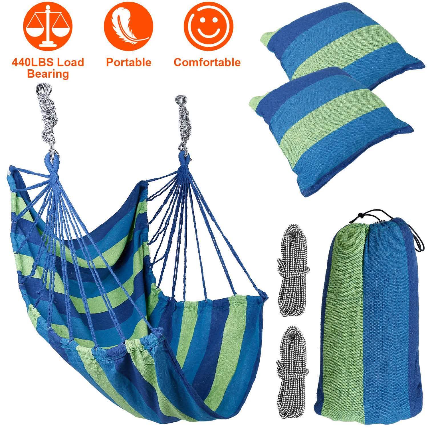 440lbs Hanging Hammock with 2 Pillows Garden & Patio - Tophatter Daily Deals