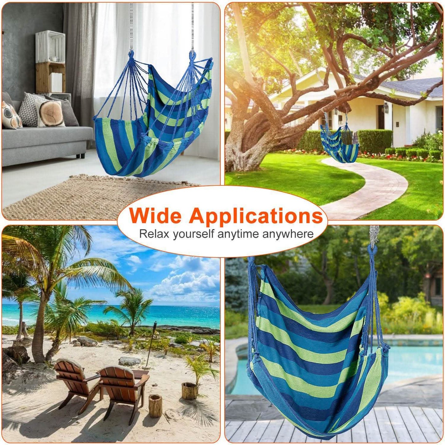 440lbs Hanging Hammock with 2 Pillows Garden & Patio - Tophatter Daily Deals