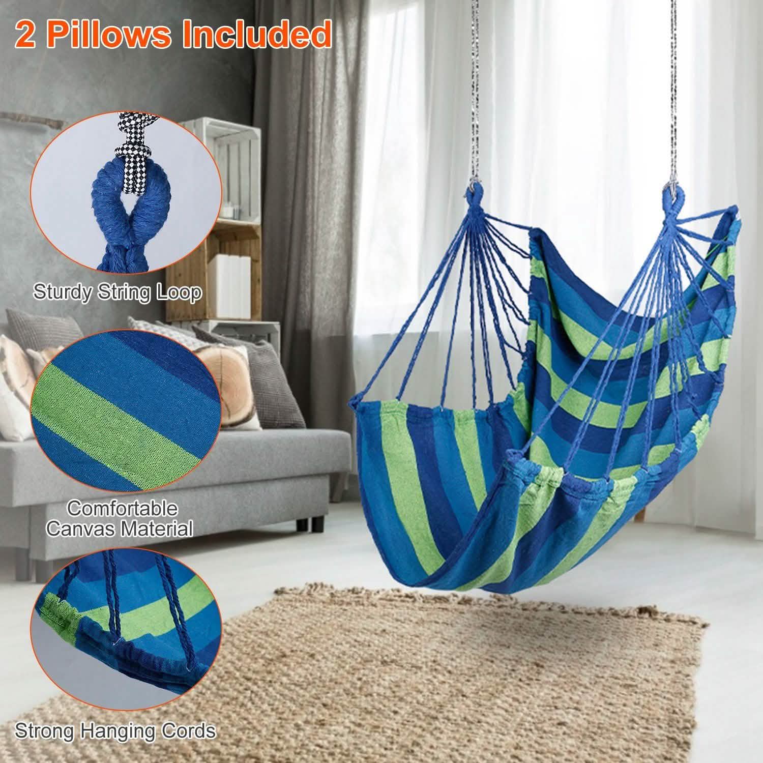 440lbs Hanging Hammock with 2 Pillows Garden & Patio - Tophatter Daily Deals