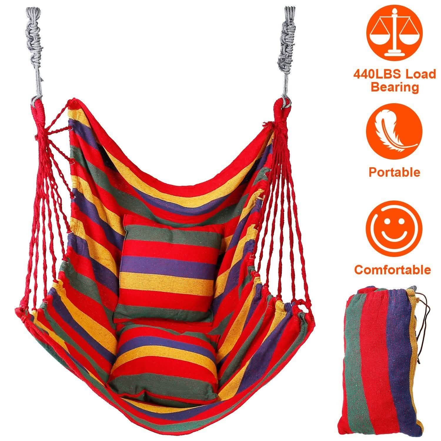 440lbs Hanging Hammock with 2 Pillows Garden & Patio - Tophatter Daily Deals