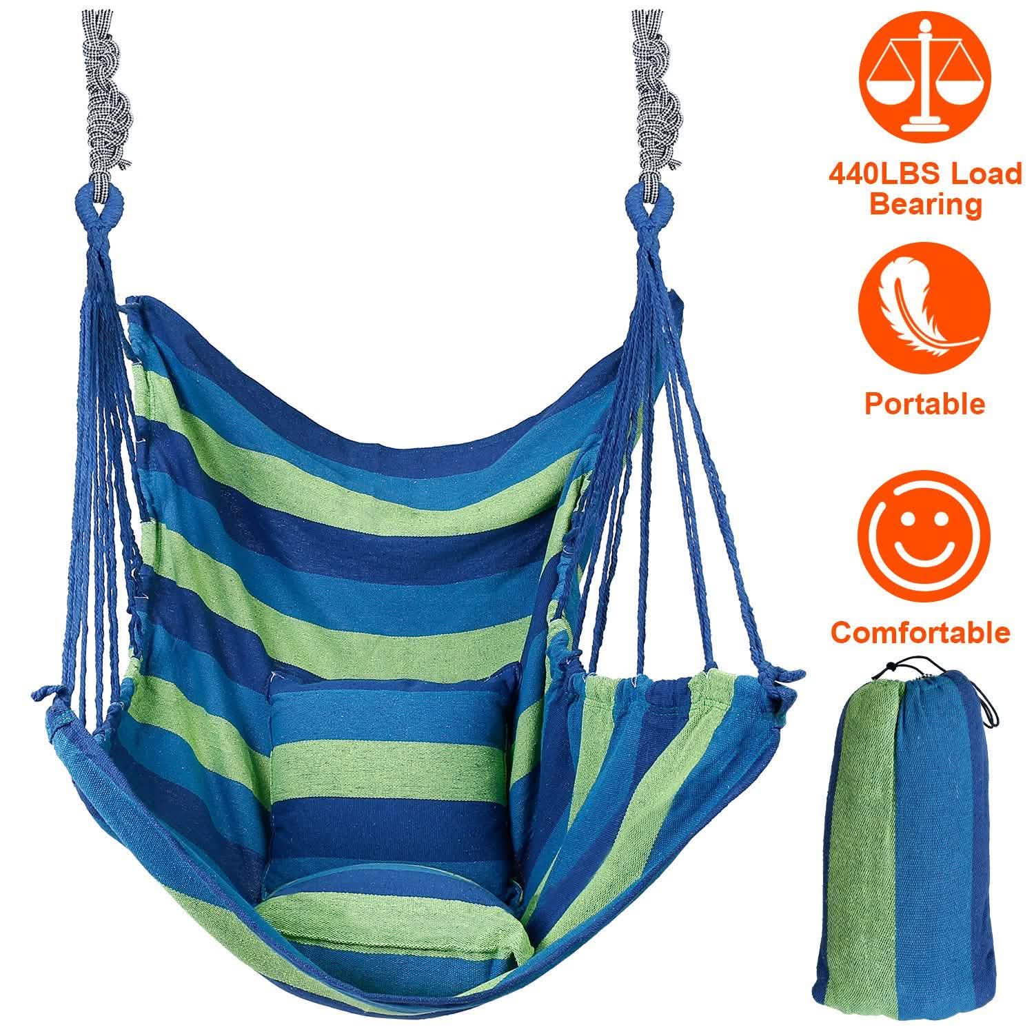 440lbs Hanging Hammock with 2 Pillows Garden & Patio - Tophatter Daily Deals