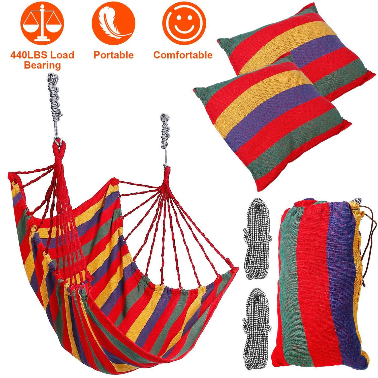 440lbs Hanging Hammock with 2 Pillows Garden & Patio - Tophatter Daily Deals