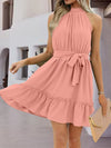 Frill Tied Mock Neck Sleeveless Dress Casual Dresses - Tophatter Daily Deals