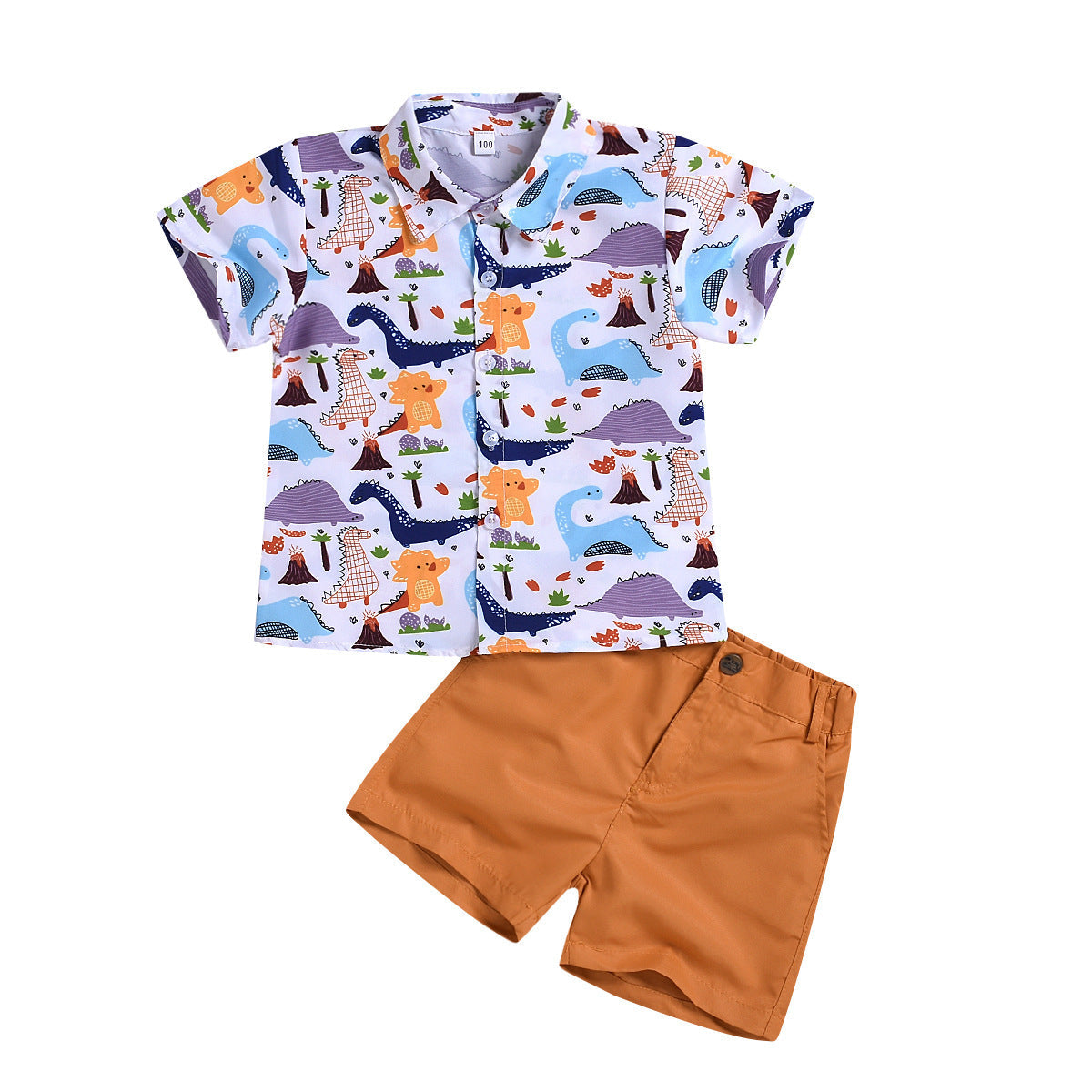 Boy's dinosaur print short sleeve suit 0 - Tophatter Daily Deals