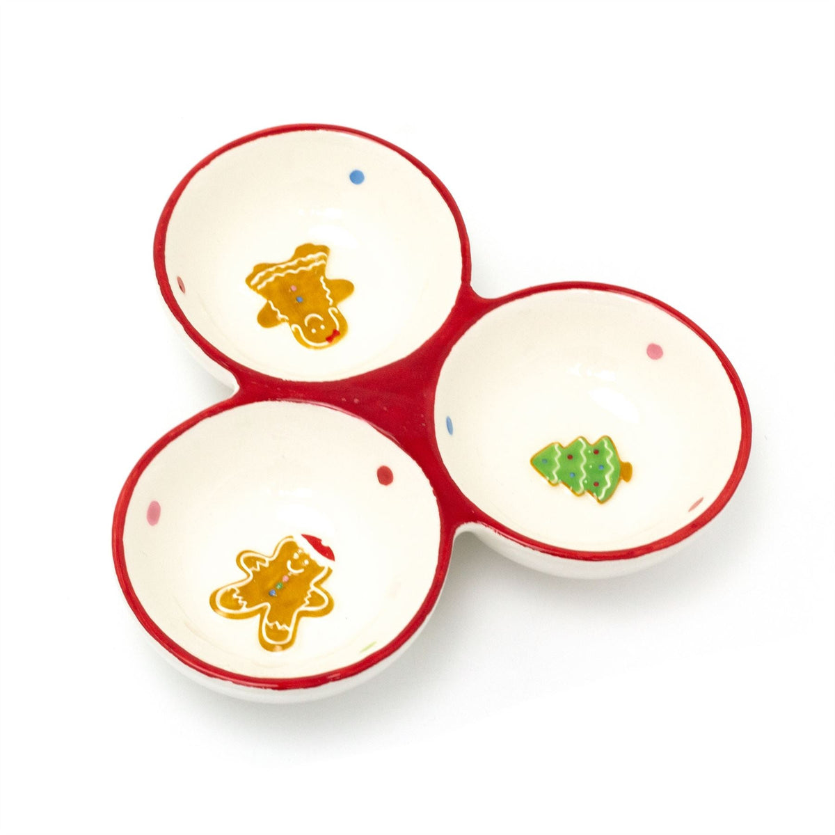 3 Compartment Christmas Gingerbread Serving Platter | Christmas Snack Bowls Plate - Tophatter Daily Deals