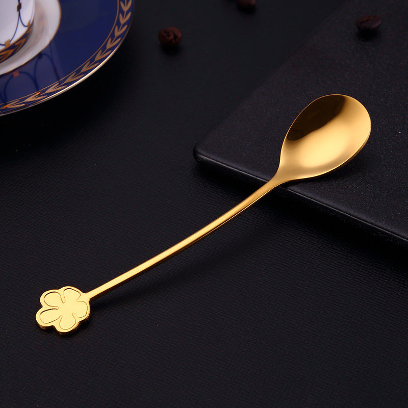 304 Stainless Steel Spoon Gold Plated Dessert Spoon Coffee Stir Spoon Stainless Steel Ice Bar Spoon Gold 0 - Tophatter Daily Deals