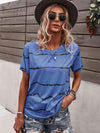 Waveform Print Round Neck Tee Cobalt Blue Women's T-Shirts - Tophatter Daily Deals