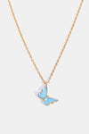 Butterfly Pendant Copper 14K Gold-Plated Necklace Sky Blue One Size Necklaces - Tophatter Daily Deals