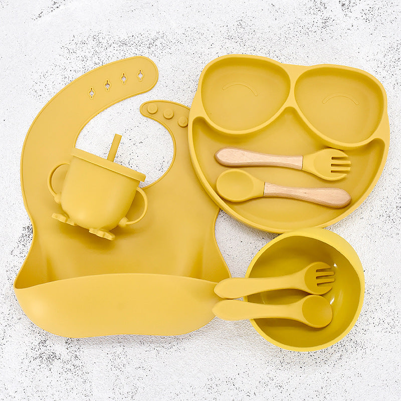 11 Piece Baby Training Dinner Plate Bowl Yellow 8PCS 0 - Tophatter Daily Deals