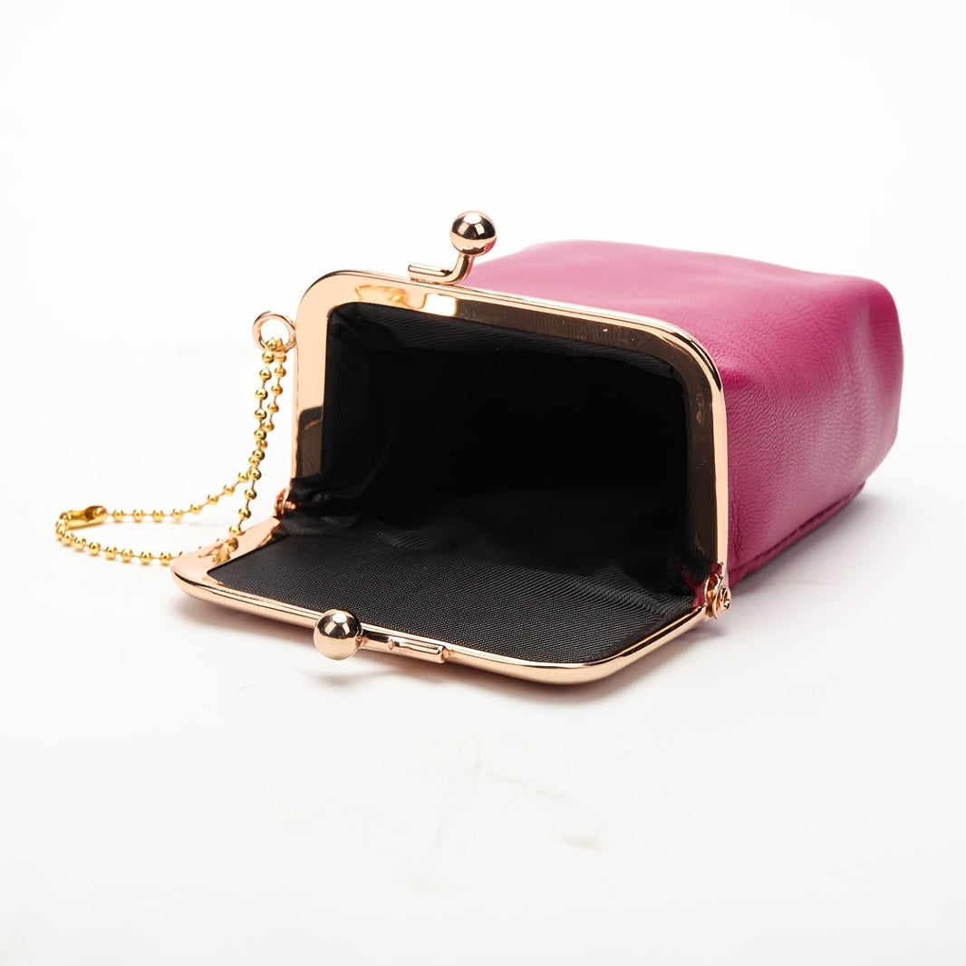 Smooth Leather Kiss Lock Mini Bag with Ball Chain, 3.5 Inch Handbags & Wallets - Tophatter Daily Deals