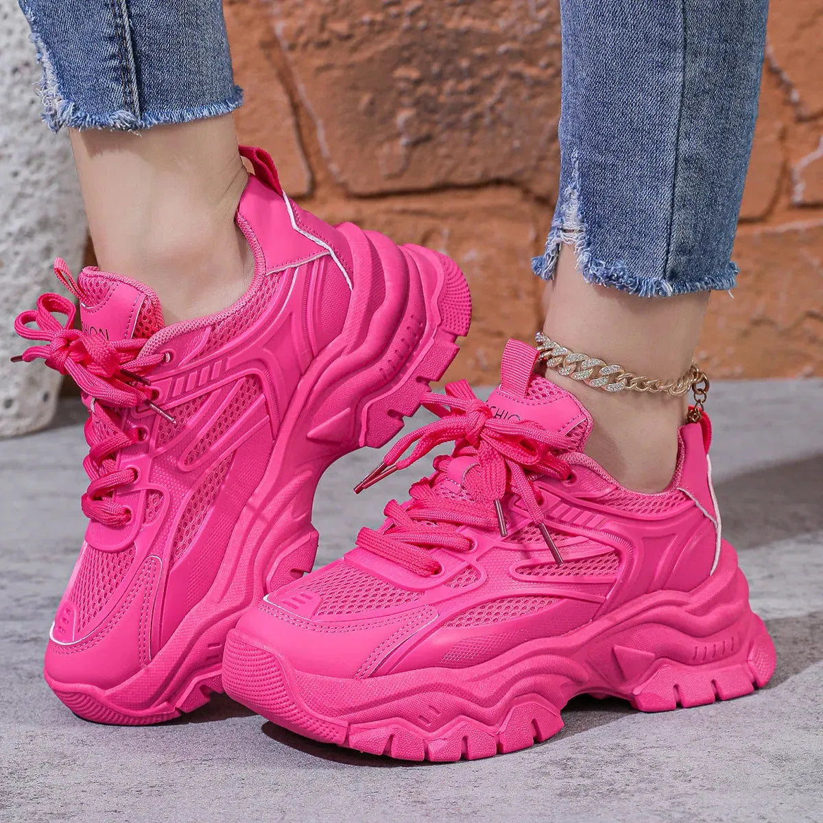 Fashion 1986™ Breathable Women's Sneakers Rose Red Sneakers - Tophatter Daily Deals