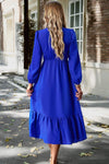 Smocked Surplice Long Sleeve Midi Dress Casual Dresses - Tophatter Daily Deals