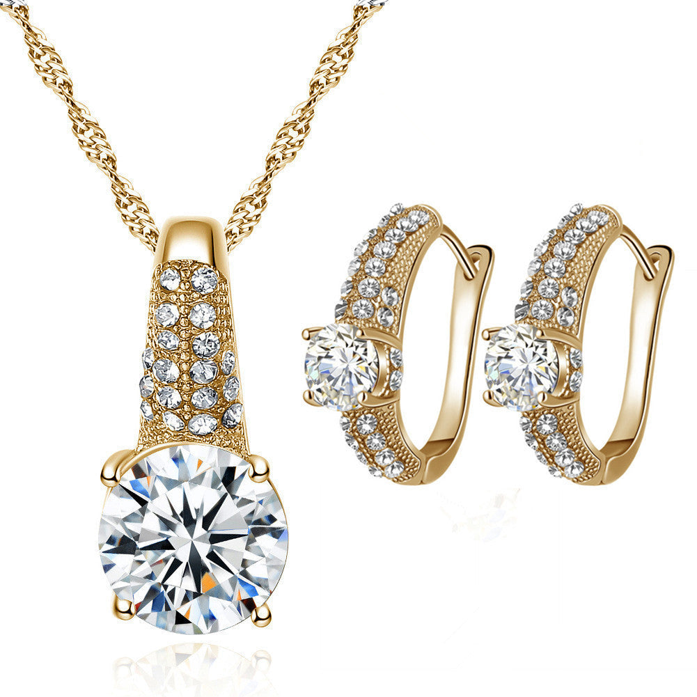 Bridal Necklace And Earrings Jewelry Set Gold 0 - Tophatter Daily Deals