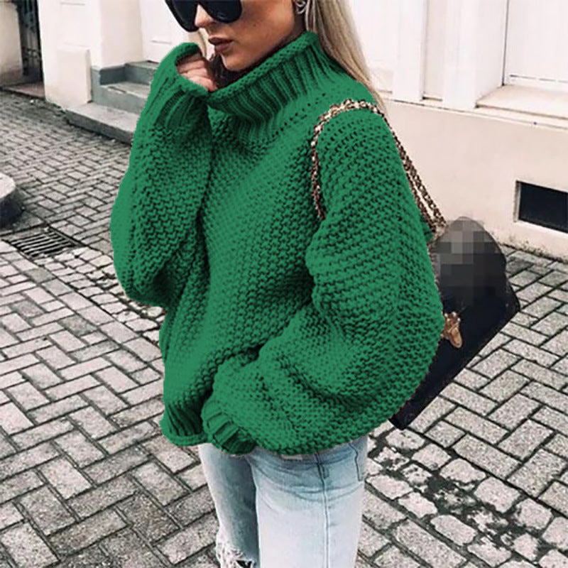 Oversized Women Turtleneck Sweater - Chunky Knit, Winter Green 3D Changing Face Moving Picture Frame - Tophatter Daily Deals