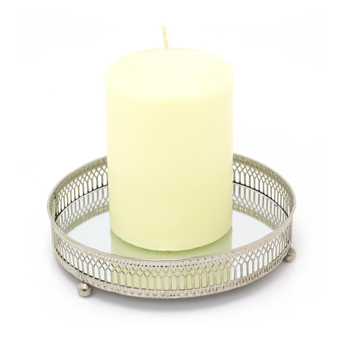 Silver Effect Mirror Tealight Candle Tray Plate 20Cm Candle Plate - Tophatter Daily Deals