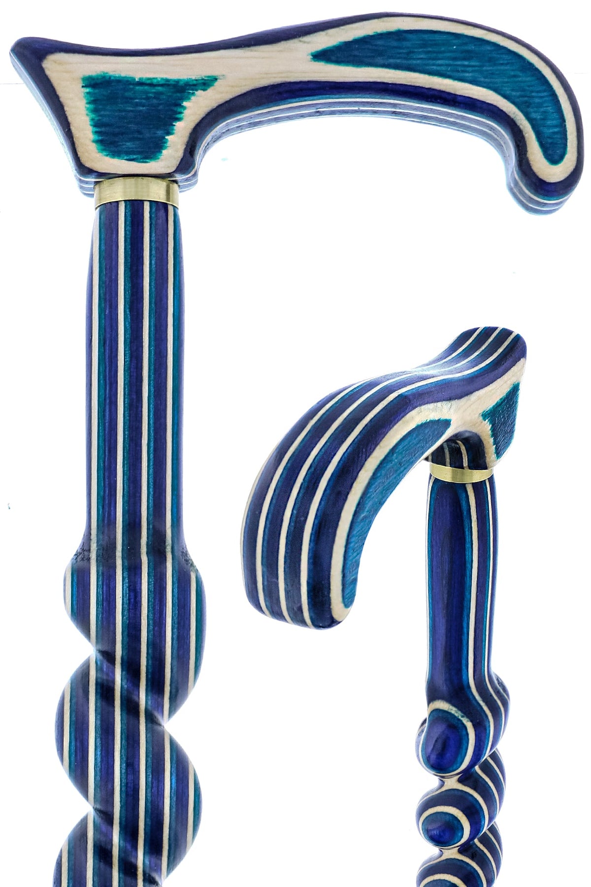 USA-Made Twisted Spiral Cane: Highlander Blue Durable Laminate Wooden Colortone Walking Canes - Tophatter Daily Deals