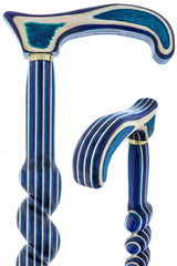 USA-Made Twisted Spiral Cane: Highlander Blue Durable Laminate Wooden Colortone Walking Canes - Tophatter Daily Deals