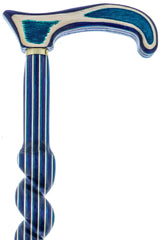 USA-Made Twisted Spiral Cane: Highlander Blue Durable Laminate Wooden Colortone Walking Canes - Tophatter Daily Deals
