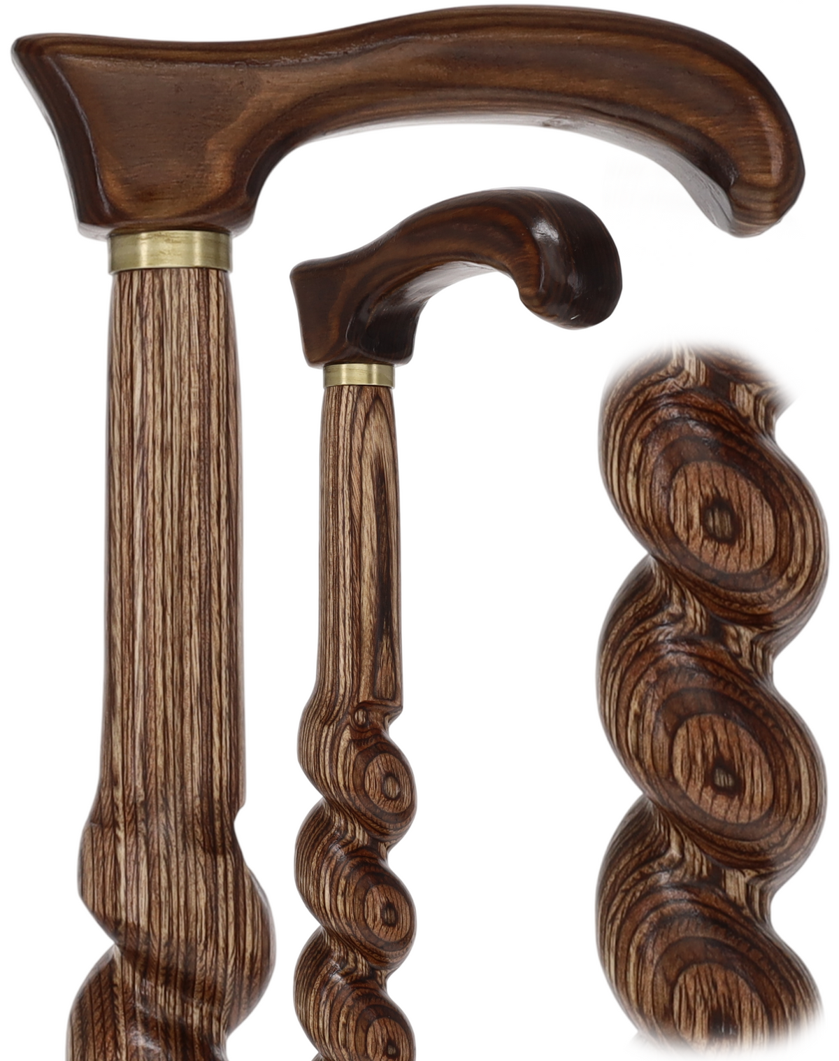 USA-Made Twisted Spiral Cane: Brown Durable Colorwood Laminate Wooden Colortone Walking Canes - Tophatter Daily Deals