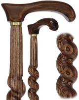 USA-Made Twisted Spiral Cane: Brown Durable Colorwood Laminate Wooden Colortone Walking Canes - Tophatter Daily Deals