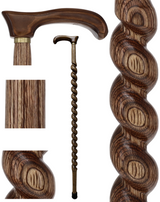 USA-Made Twisted Spiral Cane: Brown Durable Colorwood Laminate Wooden Colortone Walking Canes - Tophatter Daily Deals
