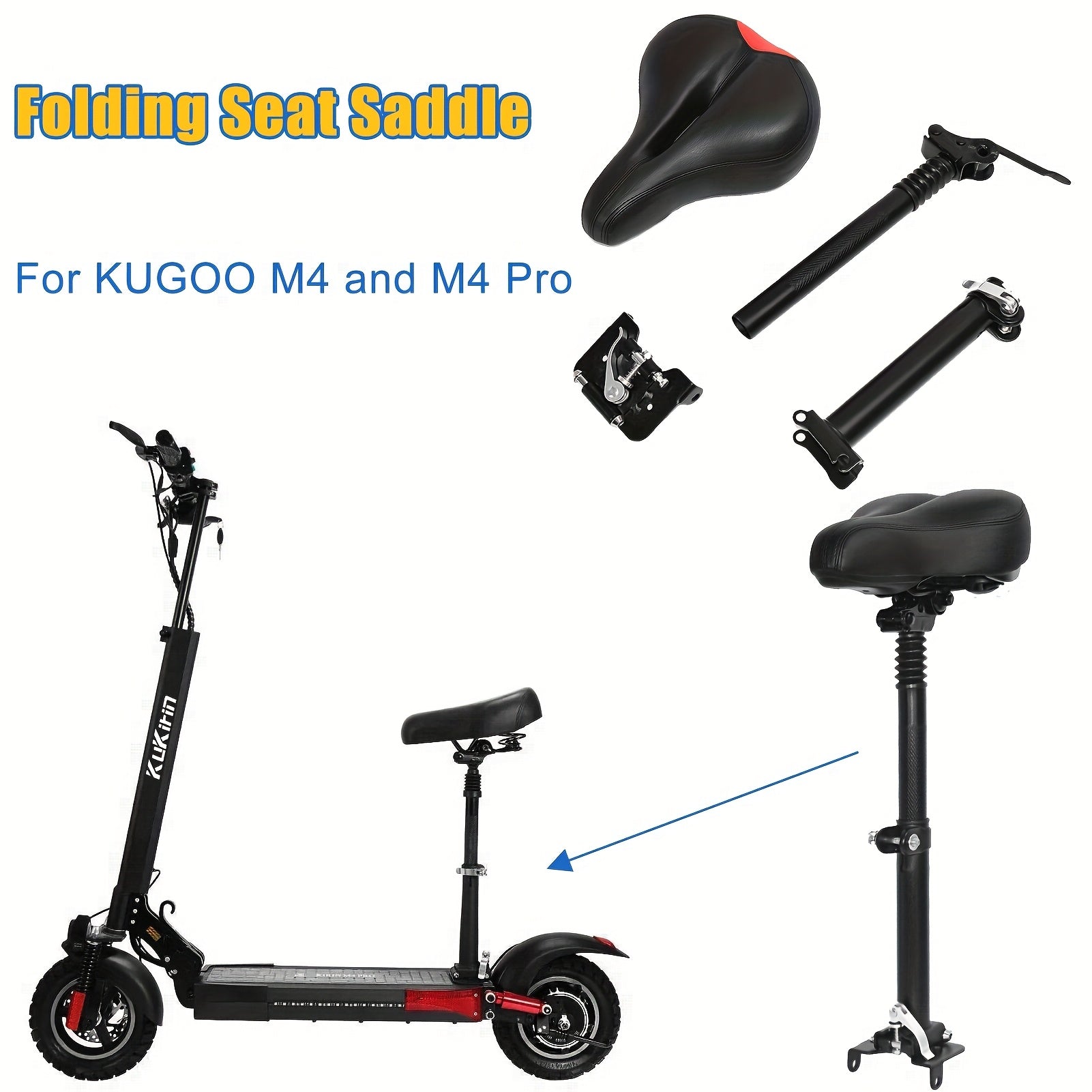 Electric Scooter Seat Folding Saddle for Kugoo M4/M4 Pro Vehicles & Parts - Tophatter Daily Deals