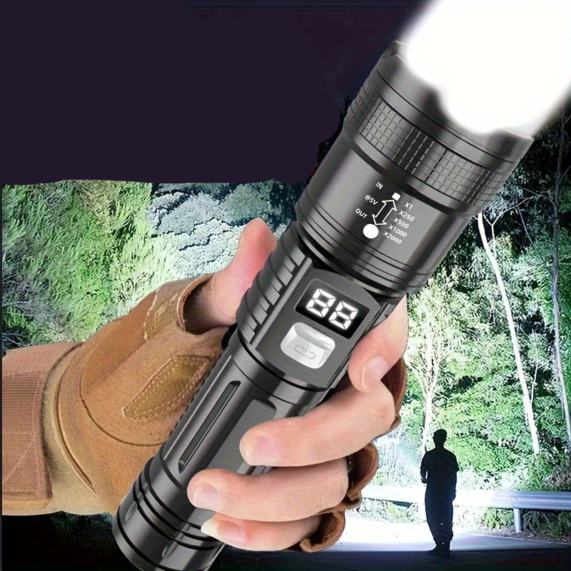 Ultra-Bright Tactical LED Flashlight – 3 Modes, USB Rechargeable, 600 Lumen, Outdoor, Hiking & Camping Outdoor Recreation - Tophatter Daily Deals