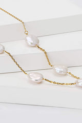 Freshwater Pearl Stainless Steel Necklace Necklaces - Tophatter Daily Deals