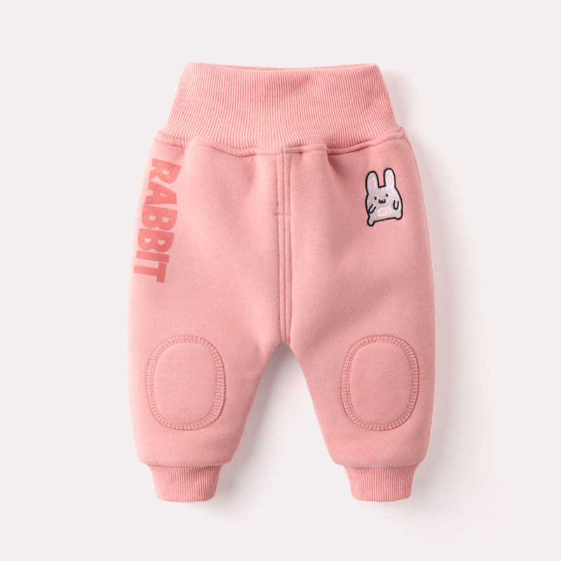 Baby winter plus velvet big PP pants Pink 0 - Tophatter Daily Deals