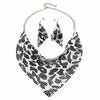 Metal plate necklace necklace earrings Leopard silver Bracelets - Tophatter Daily Deals