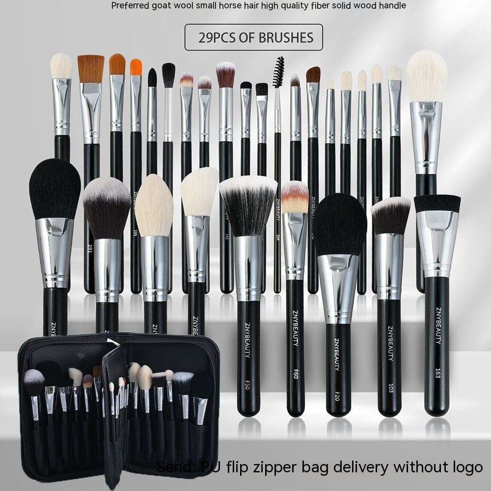30 PCs Makeup Brush Set Soft Hair Eye Shadow Blush Face Powder Full Set 29 Large Brush Suit 0 - Tophatter Daily Deals