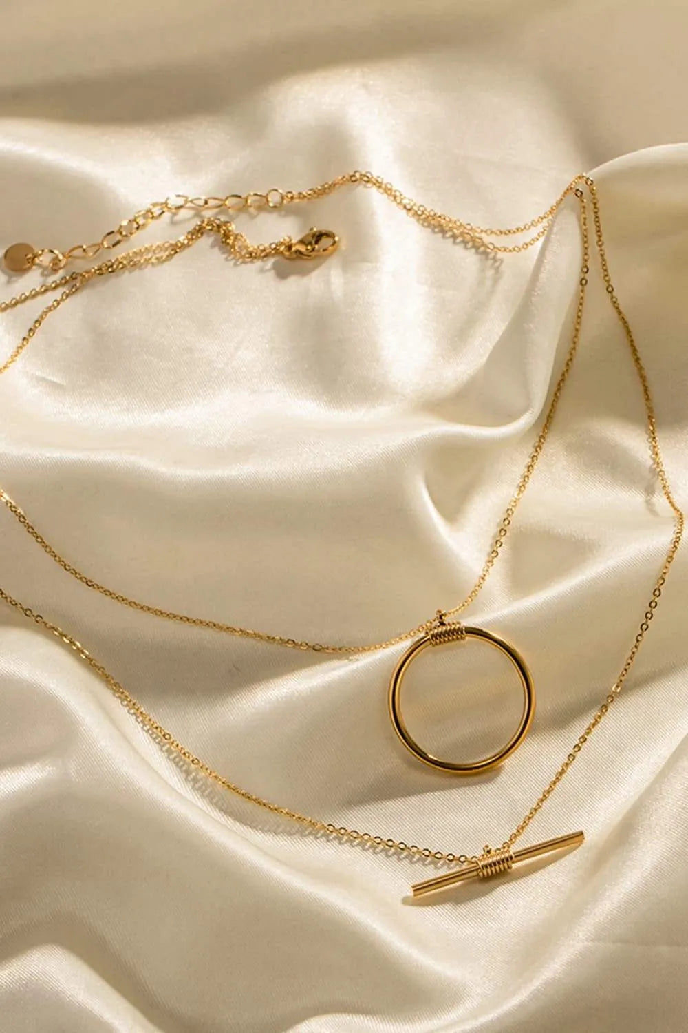 Double-Layered Stainless Steel Necklace Necklaces - Tophatter Daily Deals